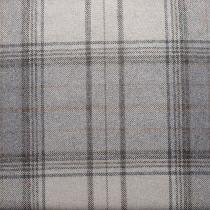 tartan plaid  grey wool curtain and upholstery fabric - Iona Flint Plaid