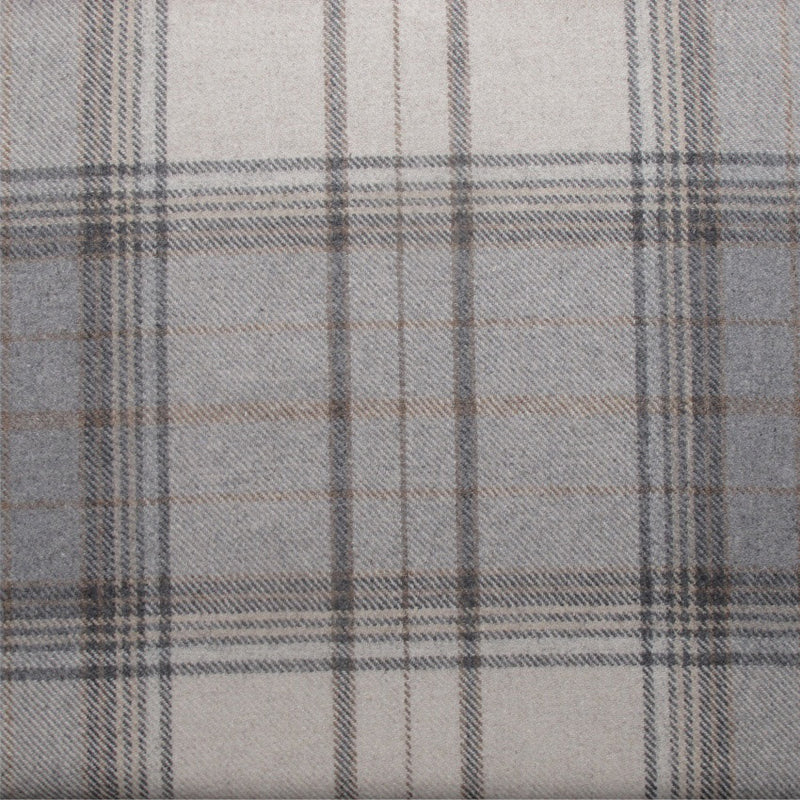 tartan plaid  grey wool curtain and upholstery fabric - Iona Flint Plaid