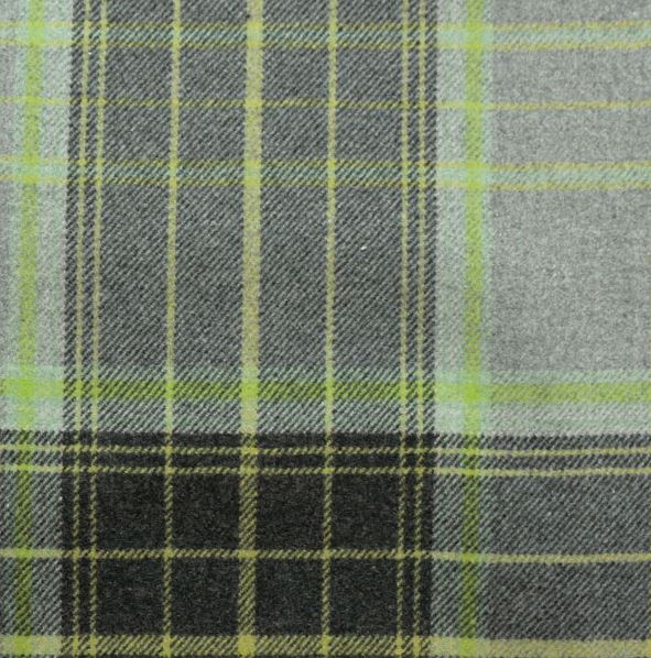 tartan plaid  grey and green wool curtain and upholstery fabric - Iona Citrus Plaid