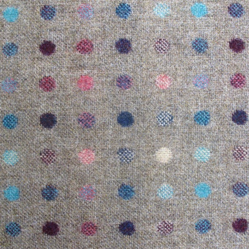 striped  fawn and multicoloured wool curtain and upholstery fabric - Camden Fawn Spot