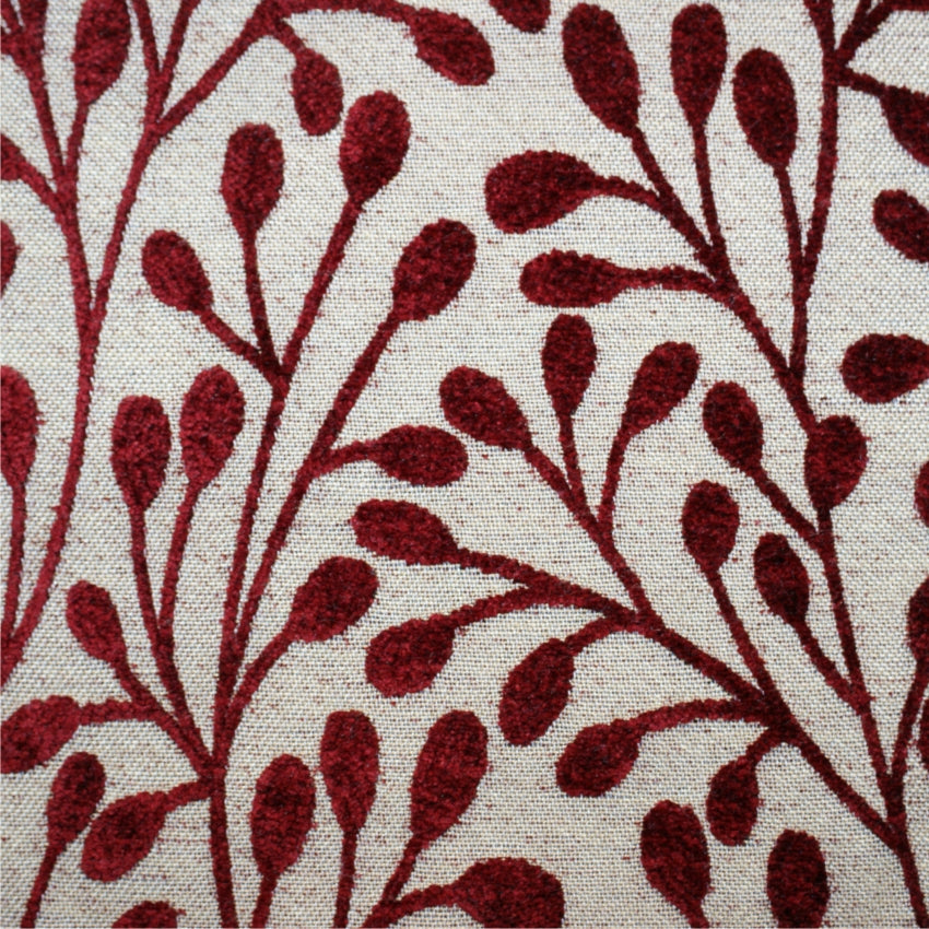 patterned  red flat-weave curtain and upholstery fabric - Finley Vintage Pattern