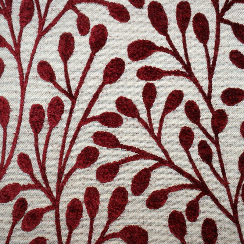 patterned  red flat-weave curtain and upholstery fabric - Finley Vintage Pattern