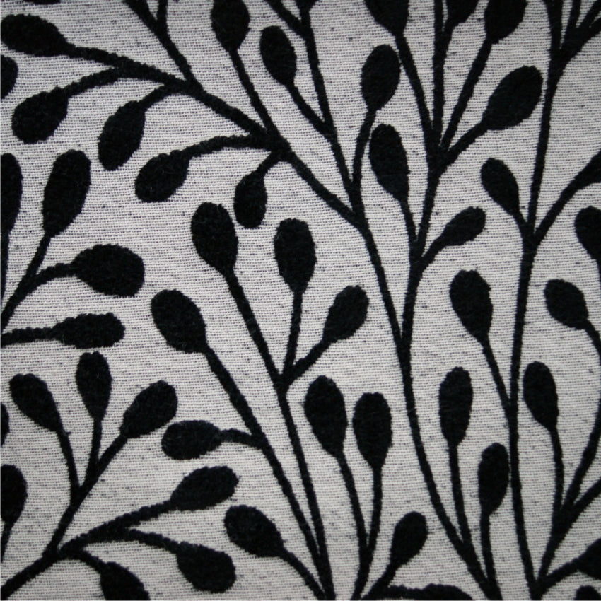 patterned  black flat-weave curtain and upholstery fabric - Finley Midnight Pattern