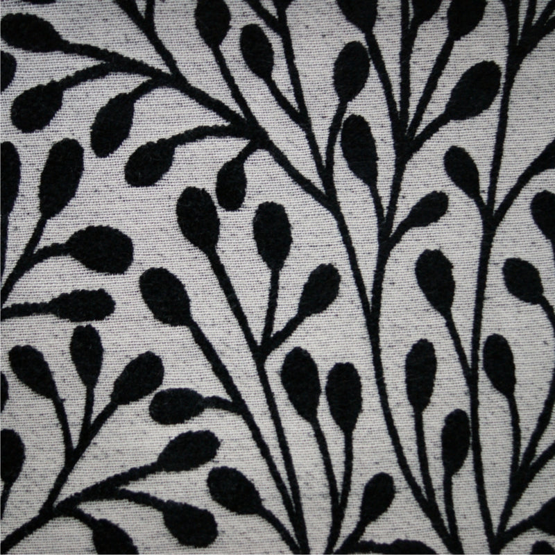 patterned  black flat-weave curtain and upholstery fabric - Finley Midnight Pattern