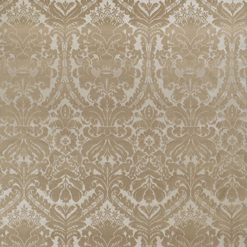 patterned  almond pure silk curtain and upholstery fabric - Da Vinci Pure Silk Almond