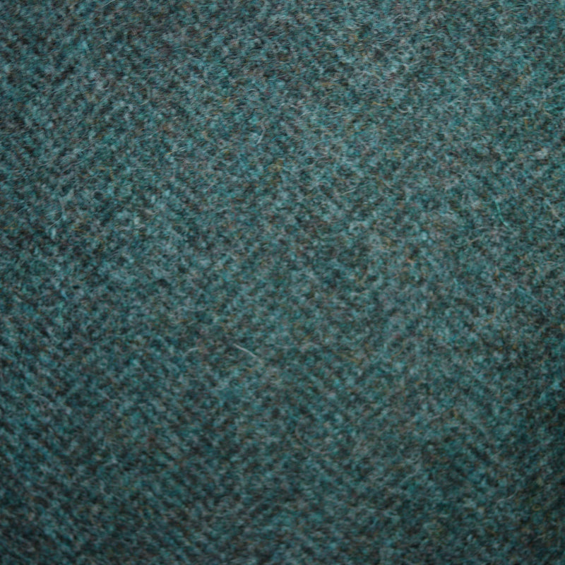 tartan plaid  blue-green wool curtain and upholstery fabric - Iona Sapphire Wool Herringbone