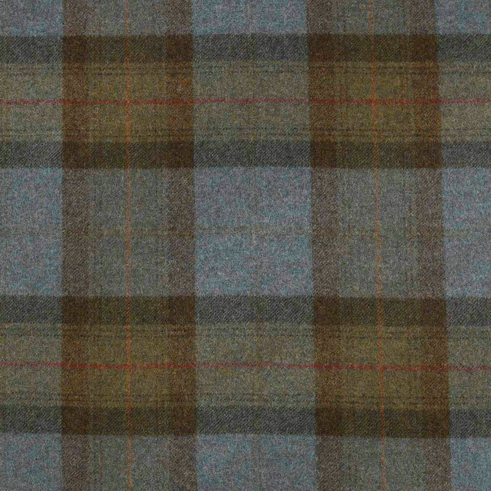 tartan plaid  blue-green wool curtain and upholstery fabric - Iona Sapphire Wool Plaid