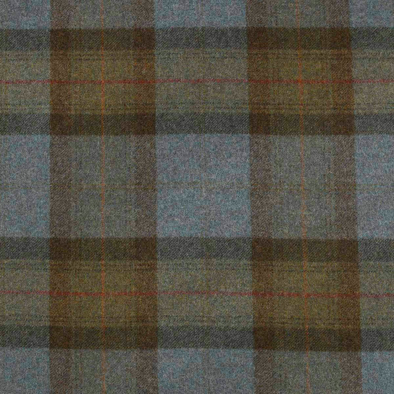 tartan plaid  blue-green wool curtain and upholstery fabric - Iona Sapphire Wool Plaid