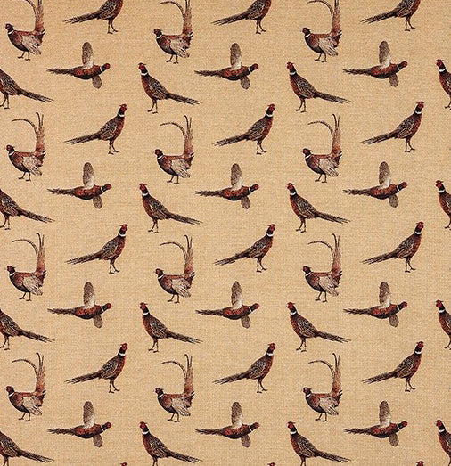 patterned   cotton print curtain and upholstery fabric - Country Life Pheasants Weave