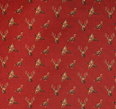 patterned   wool curtain and upholstery fabric - Country Life Moorland Claret Weave