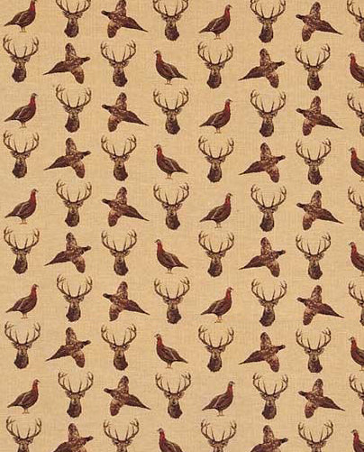patterned   wool curtain and upholstery fabric - Country Life Moorland Beige weave