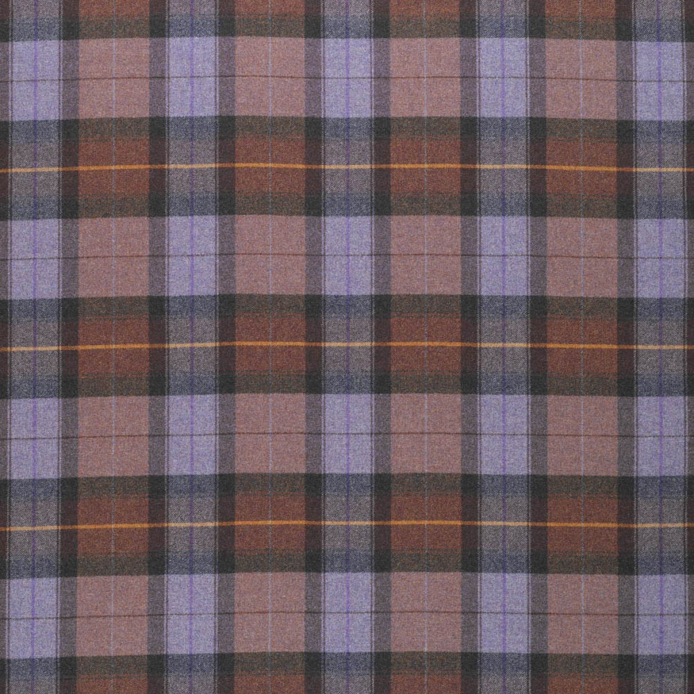 tartan plaid  lilac and brown wool curtain and upholstery fabric - Iona Merlot Plaid