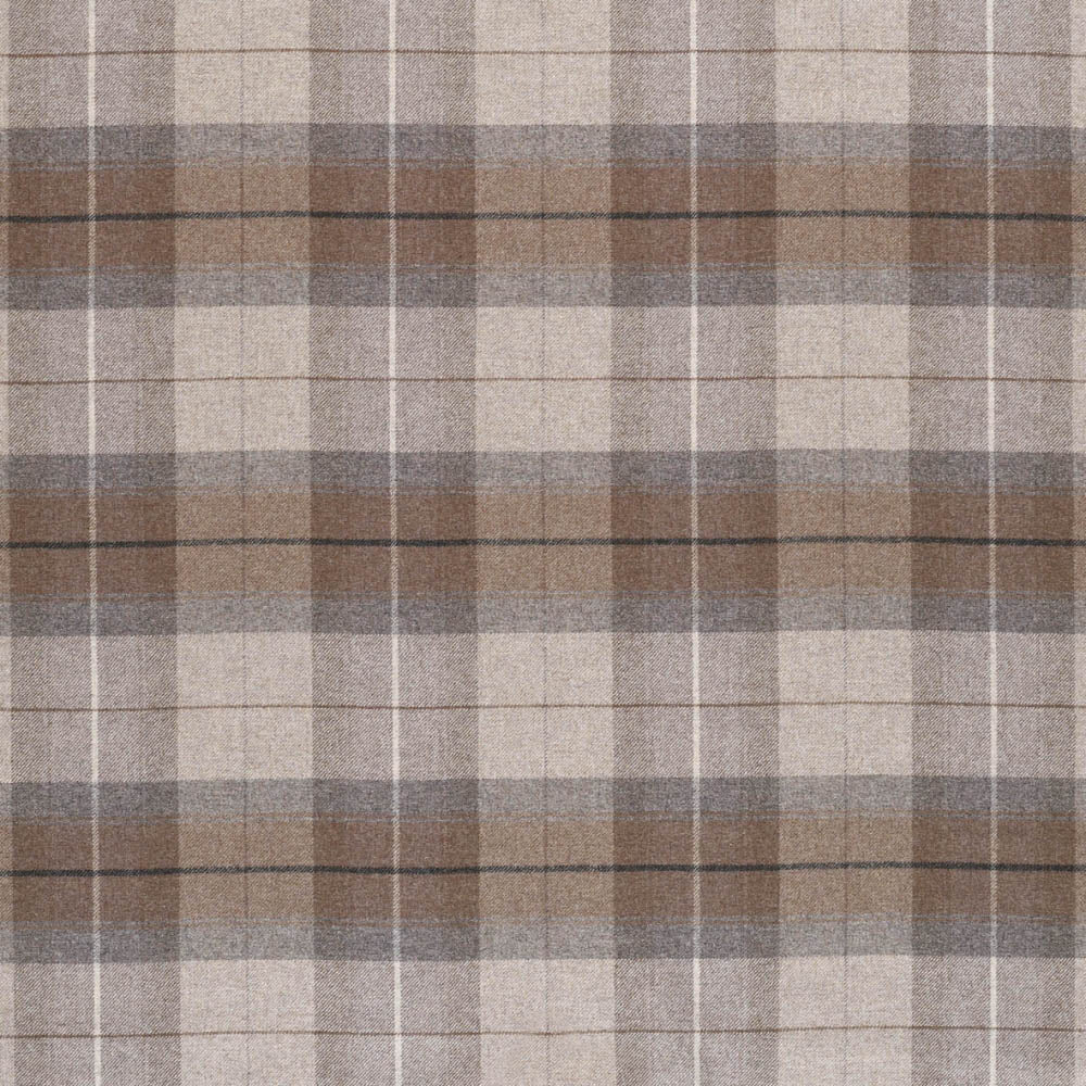 tartan plaid  beige wool curtain and upholstery fabric - Iona Mocha Plaid