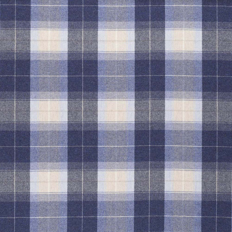tartan plaid  blue wool curtain and upholstery fabric - Iona Navy Plaid