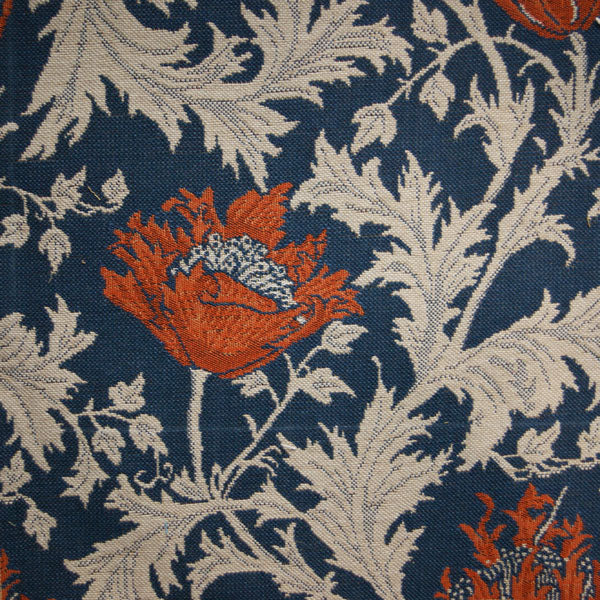 W Morris Tapestry and Chenille Anemone Blue Tapestry Weave- Extra Wide