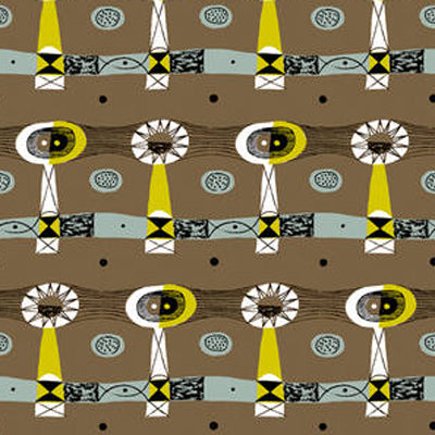 green and brown   fabric - Mid Century Prints Robert Stewart Kilmun