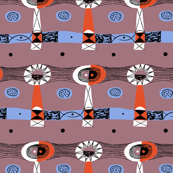 pink   fabric - Mid Century Prints Robert Stewart Kilmun Plum
