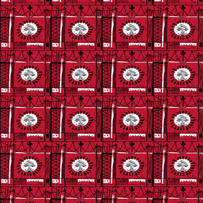 grey   fabric - Mid Century Prints Robert Stewart  Sunman Red
