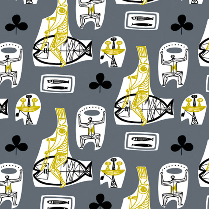grey   fabric - Mid Century Prints Robert Stewart  Macrahanish Grey