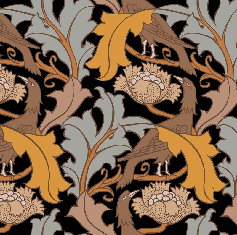 Charles Voysey Eagle and Leaf on Black