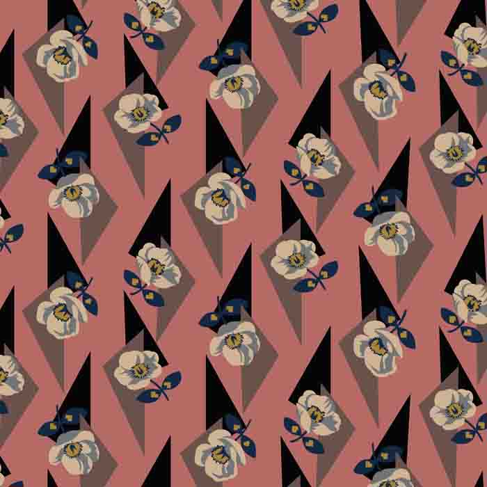 floral art deco textile design
