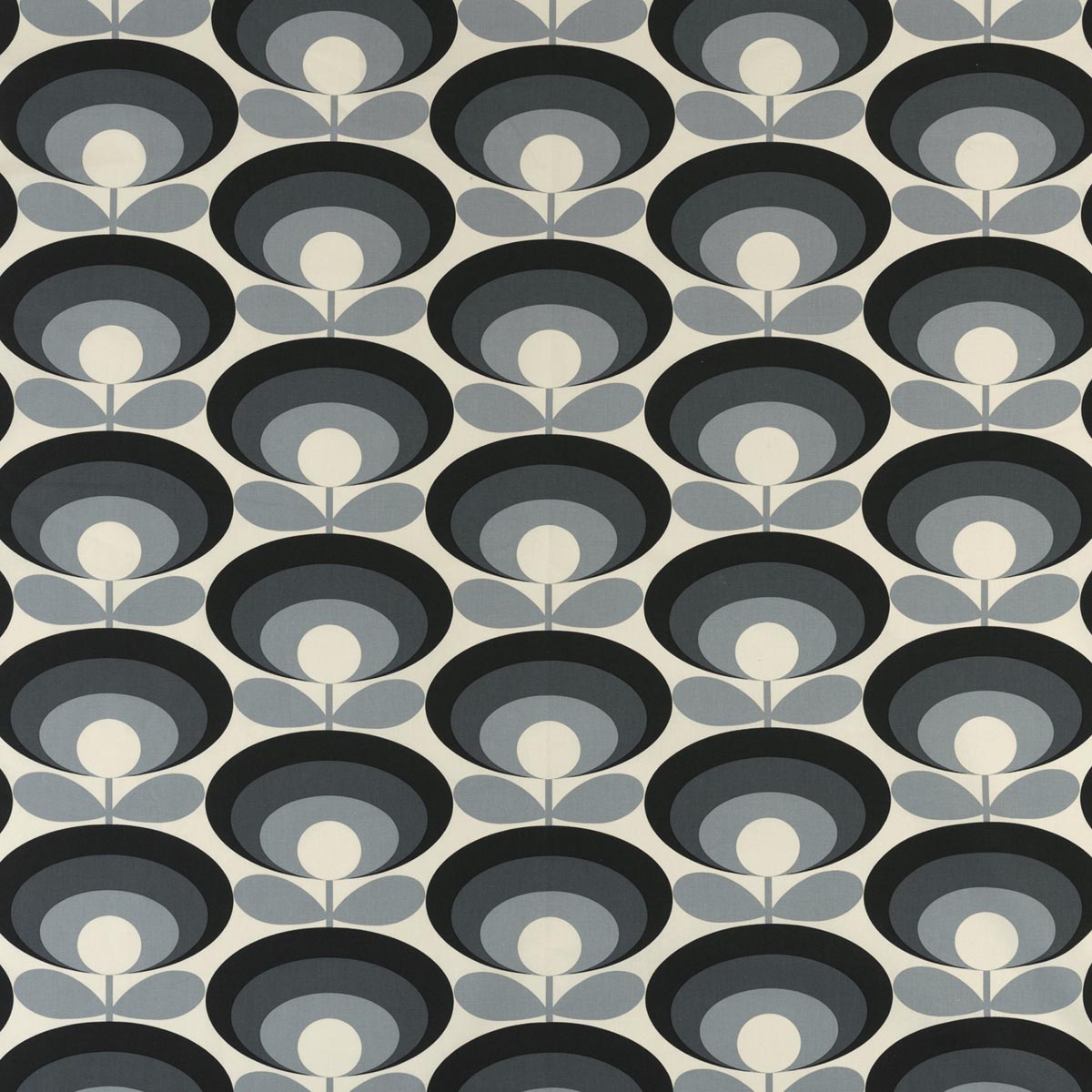 Orla Kiely 70s Flower Oval Cool Grey fabric