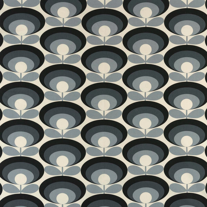 Orla Kiely 70s Flower Oval Cool Grey fabric