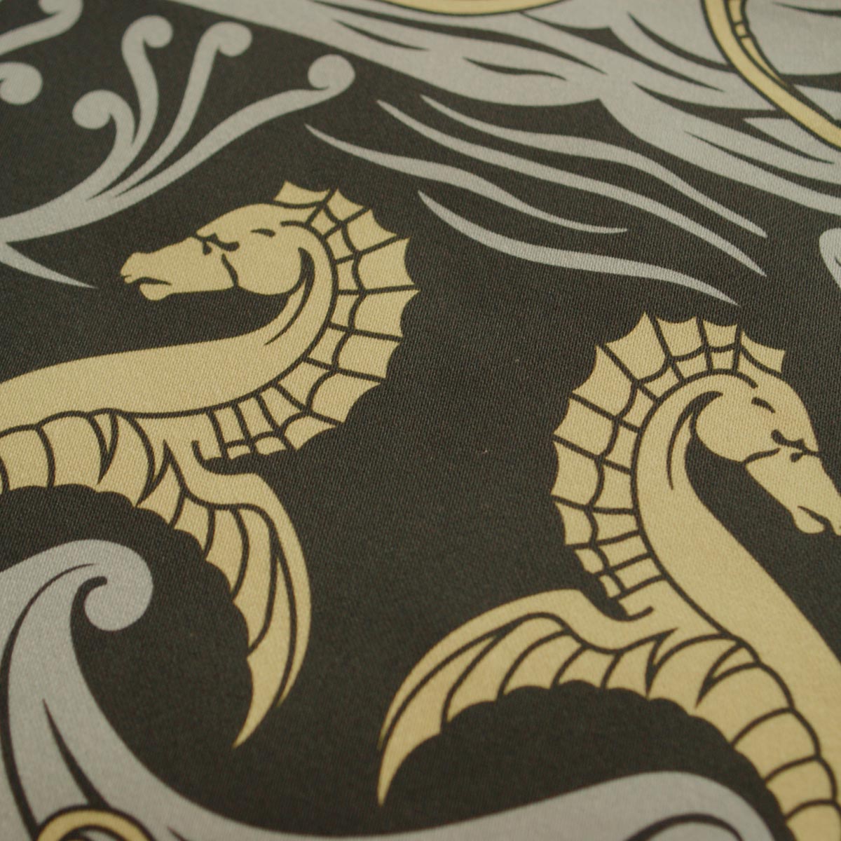 Charles Voysey Seahorses Print Black Background