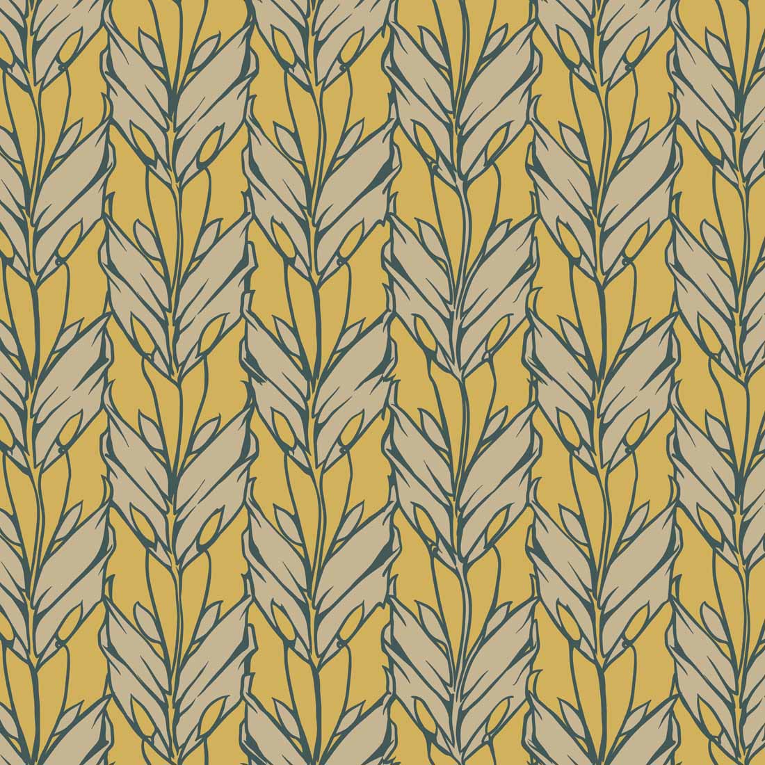 yellow and fawn   fabric - Archibald Knox Arroo (Corn)