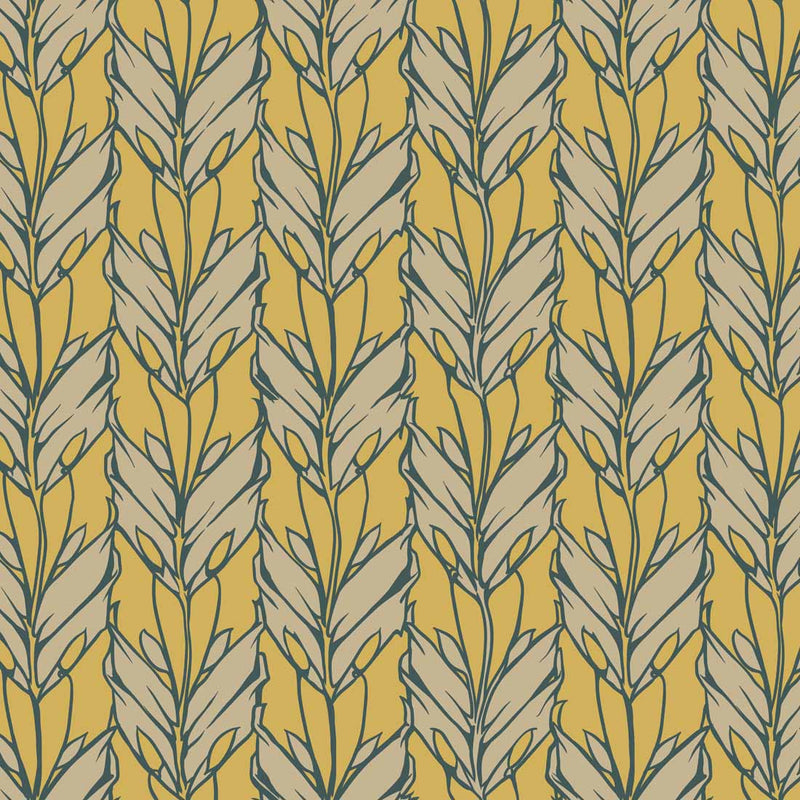 yellow and fawn   fabric - Archibald Knox Arroo (Corn)