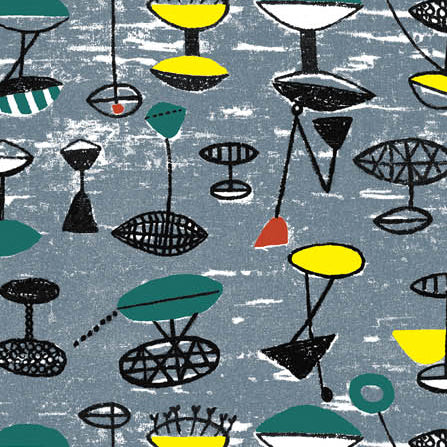 Lucienne Day Flotilla Grey Fabric Textile