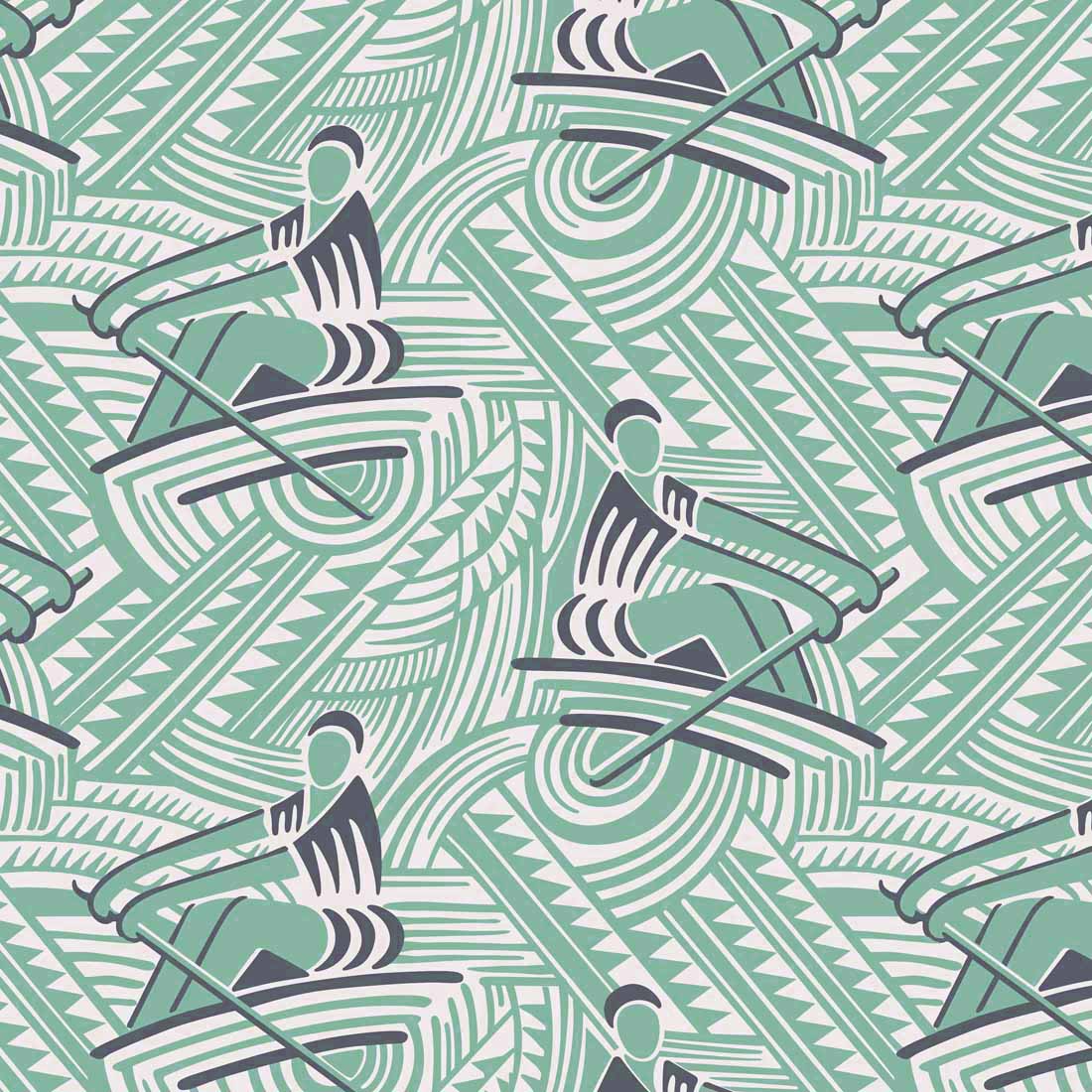 Rowers - A Soviet Deco Textile Design