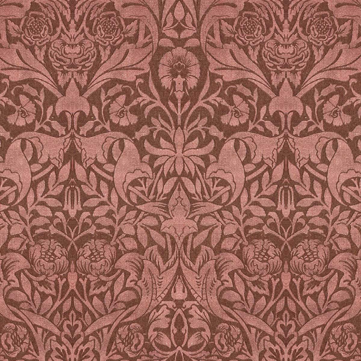arts and crafts  blue cotton print curtain and upholstery fabric - William Morris Designs Saint James Damask Red Print