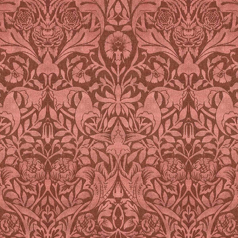 arts and crafts  blue cotton print curtain and upholstery fabric - William Morris Designs Saint James Damask Red Print
