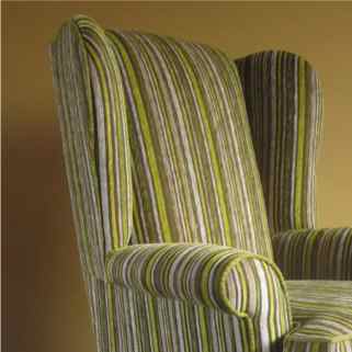 chair upholstered in striped lime green fabric