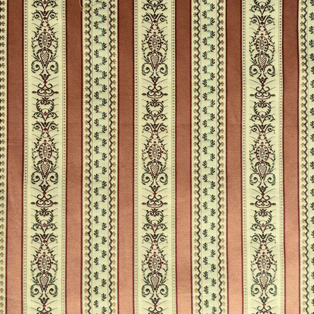 Georgian Stripe Floral Upholstery Curtain Fabric