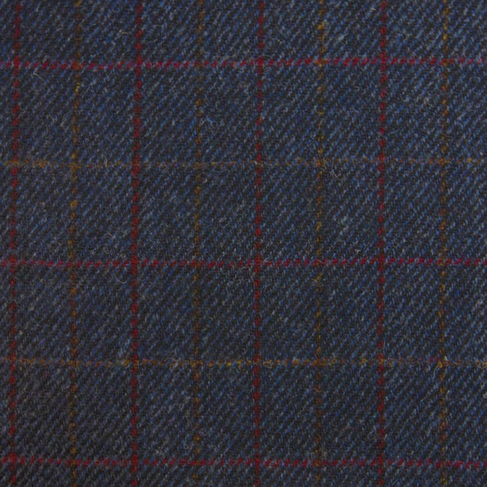 Harris Tweed Dark Blue with Red Overcheck Fabric and Authenticity