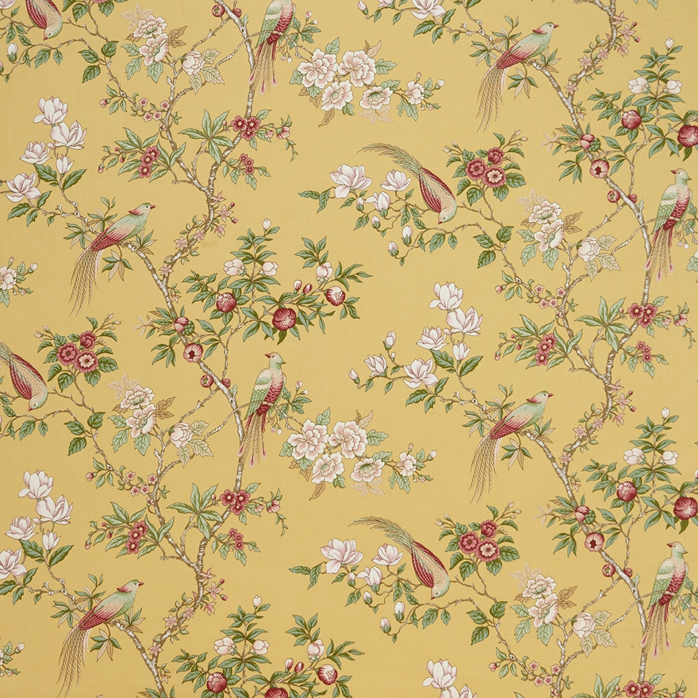 Yellow floral curtain deals fabric